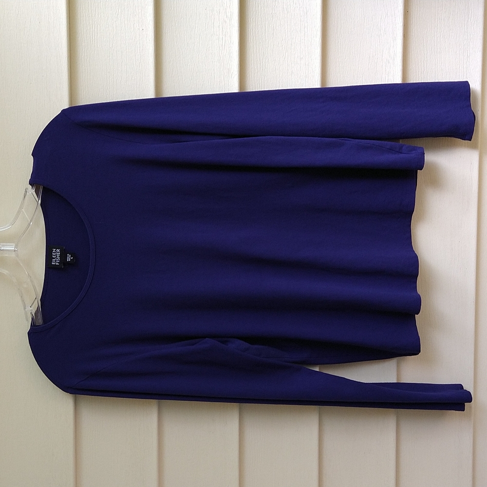 Eileen Fisher Women's Viscose Pullover Stretch Long Sleeved Shirt Blue S…